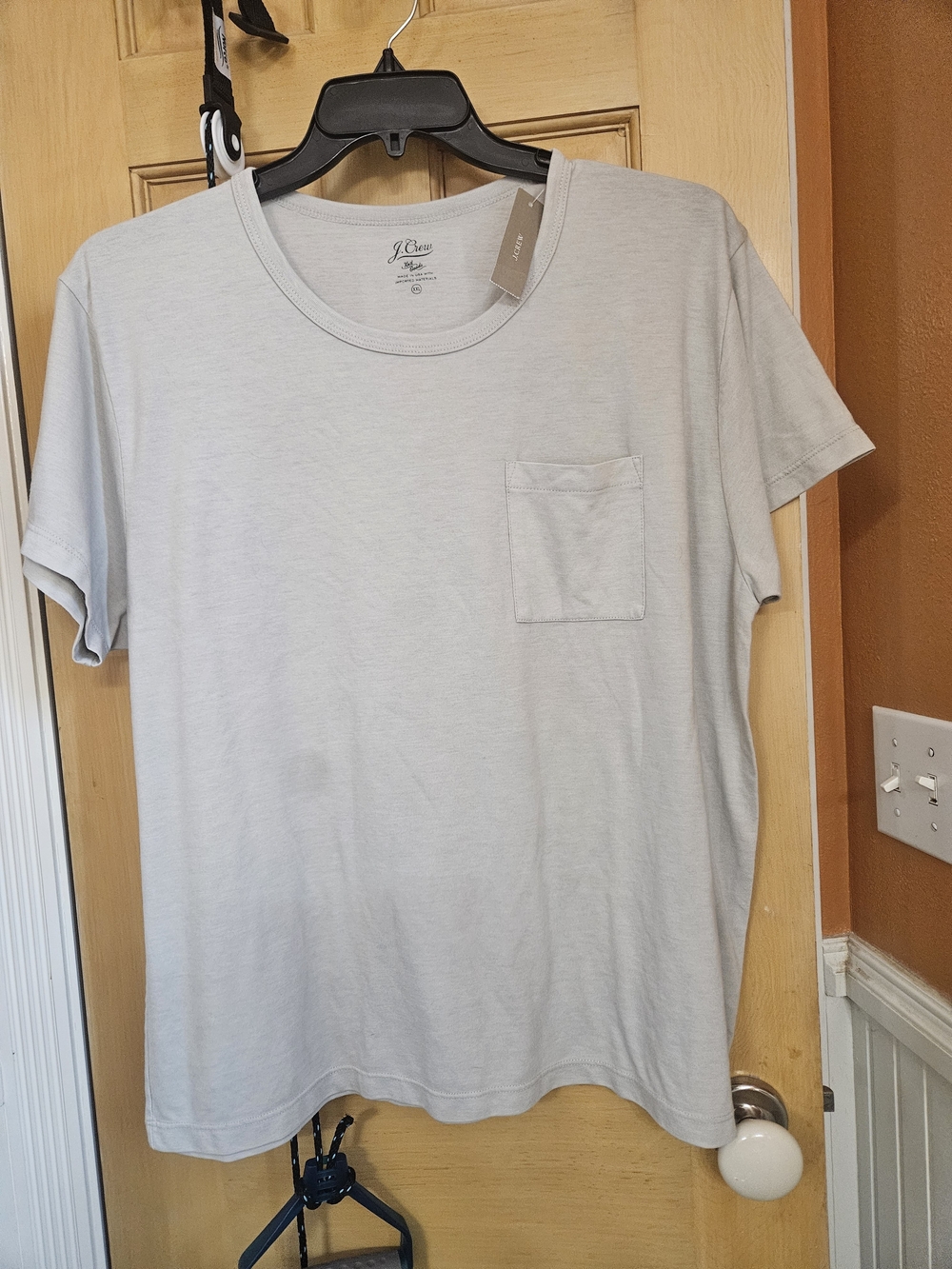 J. Crew Women's Light Gray Short-Sleeve Pocket Tee